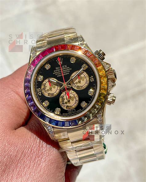 rolex cosmograph daytona rainbow replica|rolex rainbow daytona retail price.